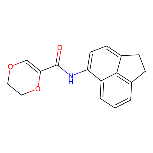 N-(1,2-dihydroacenaphthylen-5-yl)-5,6-dihydro-1,4-dioxine-2-carboxamide structure
