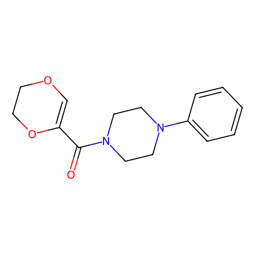 (5,6-Dihydro-1,4-dioxin-2-yl)(4-phenylpiperazin-1-yl)methanone structure