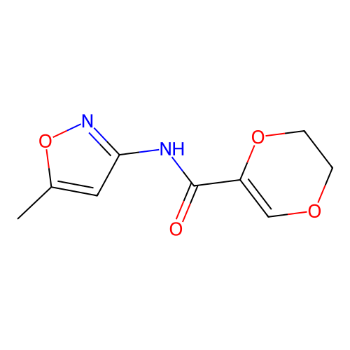 N-(5-methylisoxazol-3-yl)-5,6-dihydro-1,4-dioxine-2-carboxamide structure