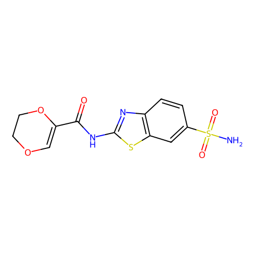 N-(6-sulfamoylbenzo[d]thiazol-2-yl)-5,6-dihydro-1,4-dioxine-2-carboxamide structure