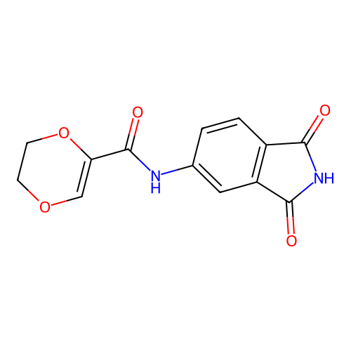 N-(1,3-dioxoisoindolin-5-yl)-5,6-dihydro-1,4-dioxine-2-carboxamide structure