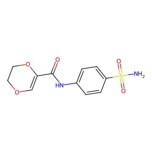 N-(4-sulfamoylphenyl)-2,3-dihydro-1,4-dioxine-5-carboxamide structure