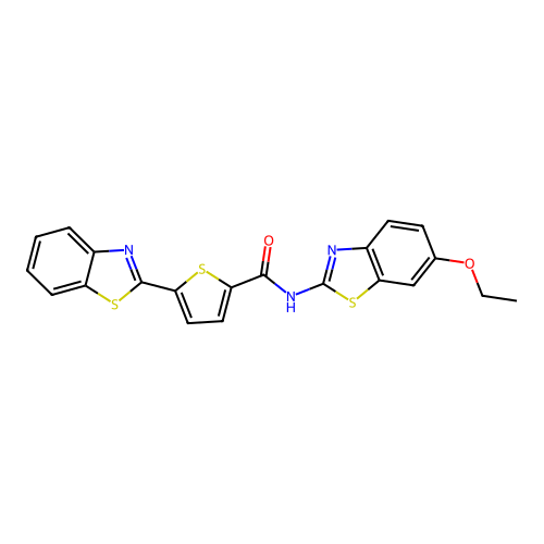 5-(1,3-benzothiazol-2-yl)-N-(6-ethoxy-1,3-benzothiazol-2-yl)thiophene-2-carboxamide structure