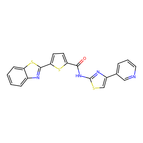 5-(benzo[d]thiazol-2-yl)-N-(4-(pyridin-3-yl)thiazol-2-yl)thiophene-2-carboxamide structure