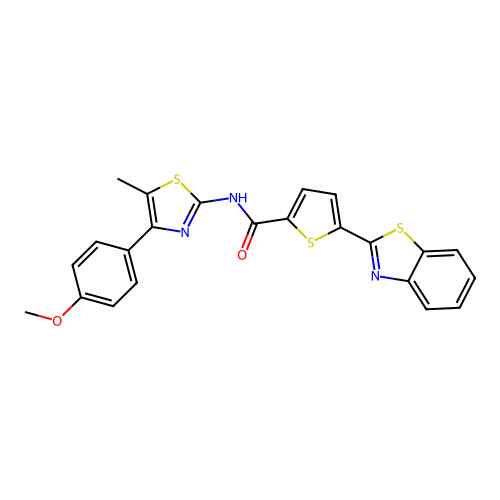 5-(1,3-benzothiazol-2-yl)-N-[4-(4-methoxyphenyl)-5-methyl-1,3-thiazol-2-yl]thiophene-2-carboxamide structure