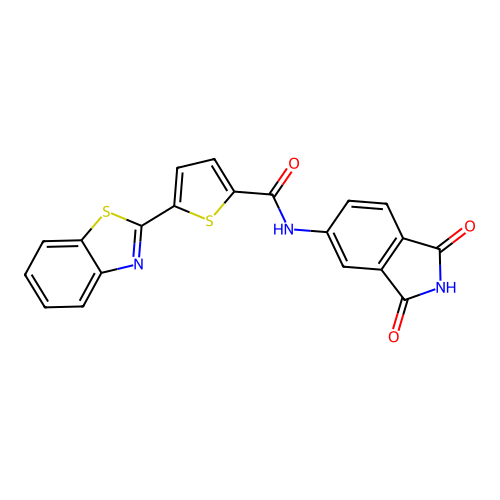 5-(benzo[d]thiazol-2-yl)-N-(1,3-dioxoisoindolin-5-yl)thiophene-2-carboxamide structure