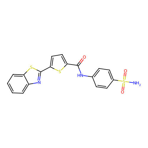 5-(1,3-benzothiazol-2-yl)-N-(4-sulfamoylphenyl)thiophene-2-carboxamide structure