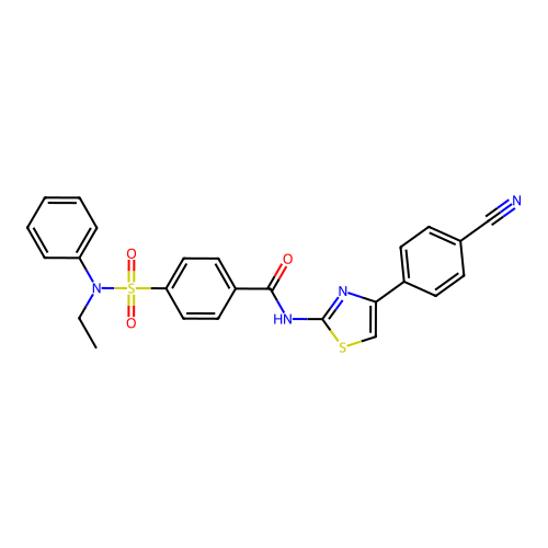 N-[4-(4-cyanophenyl)-1,3-thiazol-2-yl]-4-[ethyl(phenyl)sulfamoyl]benzamide structure