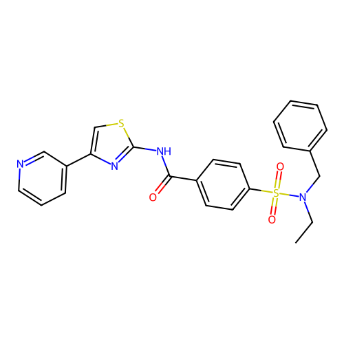 4-(N-benzyl-N-ethylsulfamoyl)-N-(4-(pyridin-3-yl)thiazol-2-yl)benzamide structure