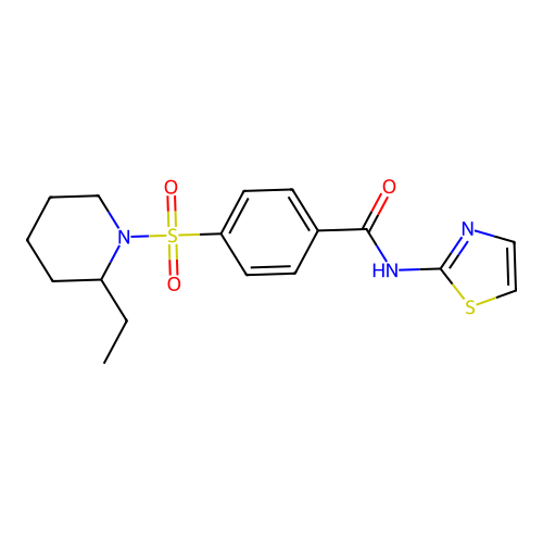 4-((2-ethylpiperidin-1-yl)sulfonyl)-N-(thiazol-2-yl)benzamide structure