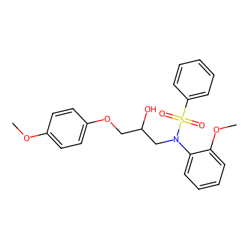 N-[2-hydroxy-3-(4-methoxyphenoxy)propyl]-N-(2-methoxyphenyl)benzenesulfonamide structure
