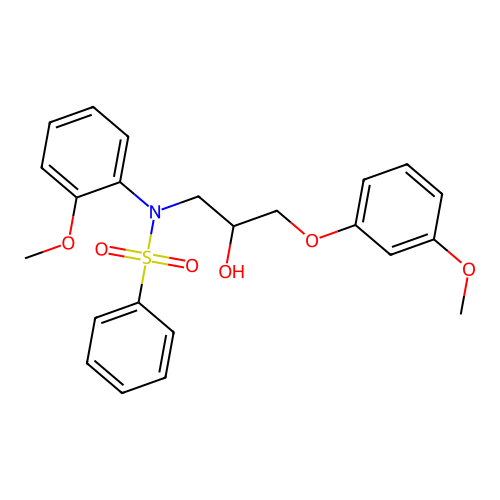 N-[2-hydroxy-3-(3-methoxyphenoxy)propyl]-N-(2-methoxyphenyl)benzenesulfonamide structure