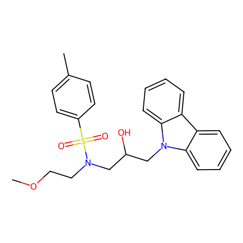 N-[3-(9H-carbazol-9-yl)-2-hydroxypropyl]-N-(2-methoxyethyl)-4-methylbenzene-1-sulfonamide structure