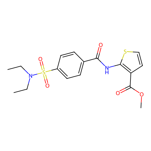 methyl 2-(4-(N,N-diethylsulfamoyl)benzamido)thiophene-3-carboxylate structure