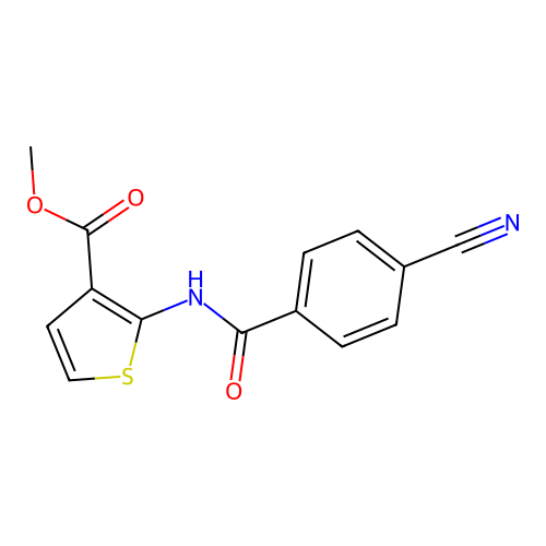 Methyl 2-(4-cyanobenzamido)thiophene-3-carboxylate structure