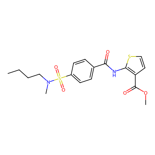 Methyl 2-[[4-[butyl(methyl)sulfamoyl]benzoyl]amino]thiophene-3-carboxylate structure