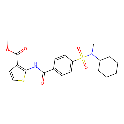 Methyl 2-[[4-[cyclohexyl(methyl)sulfamoyl]benzoyl]amino]thiophene-3-carboxylate structure