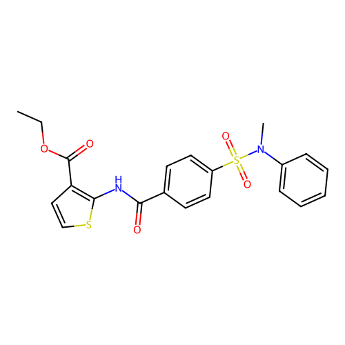 ethyl 2-(4-(N-methyl-N-phenylsulfamoyl)benzamido)thiophene-3-carboxylate structure