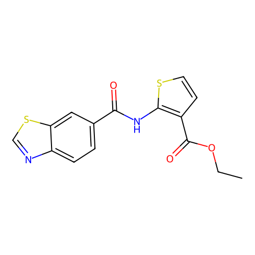 Ethyl 2-(benzo[d]thiazole-6-carboxamido)thiophene-3-carboxylate structure