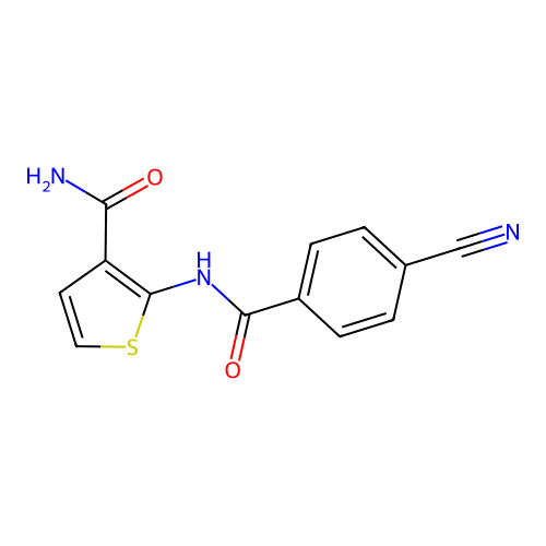 2-(4-Cyanobenzamido)thiophene-3-carboxamide structure