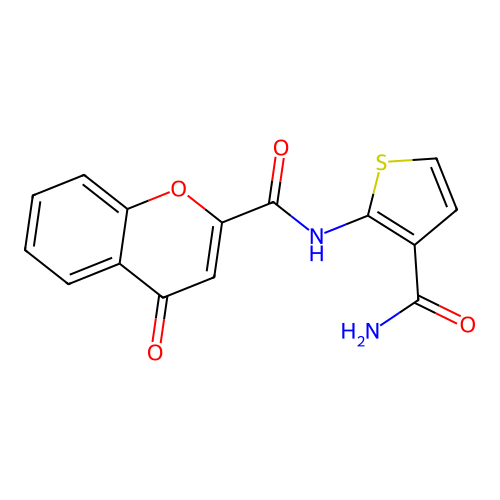 N-(3-carbamoylthiophen-2-yl)-4-oxo-4H-chromene-2-carboxamide structure