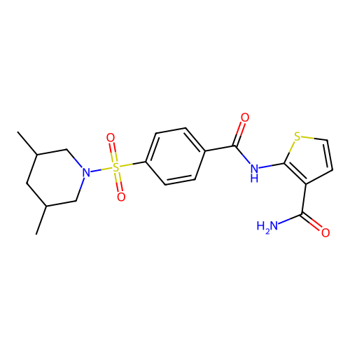2-(4-((3,5-Dimethylpiperidin-1-yl)sulfonyl)benzamido)thiophene-3-carboxamide structure