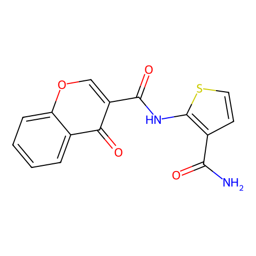 N-(3-carbamoylthiophen-2-yl)-4-oxo-4H-chromene-3-carboxamide structure