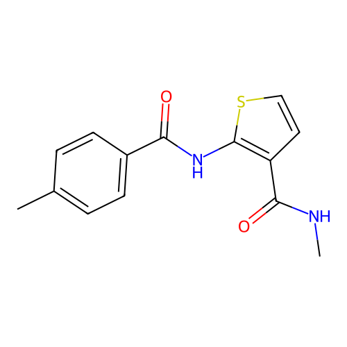 N-methyl-2-(4-methylbenzamido)thiophene-3-carboxamide structure