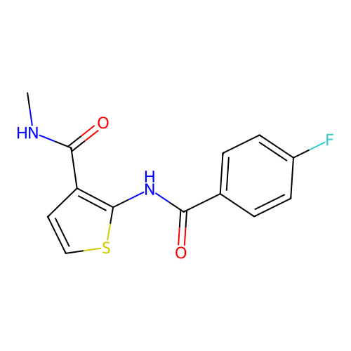 2-(4-fluorobenzamido)-N-methylthiophene-3-carboxamide structure