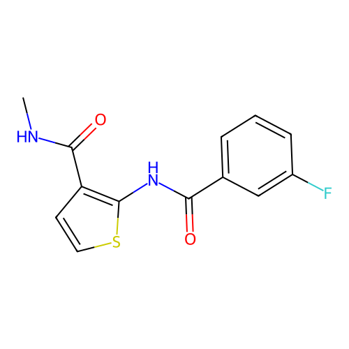2-(3-fluorobenzamido)-N-methylthiophene-3-carboxamide structure