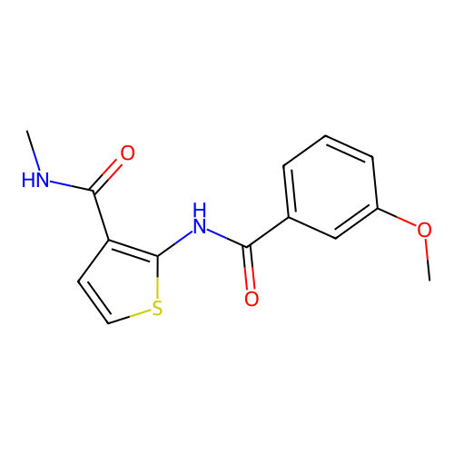 2-(3-methoxybenzamido)-N-methylthiophene-3-carboxamide structure