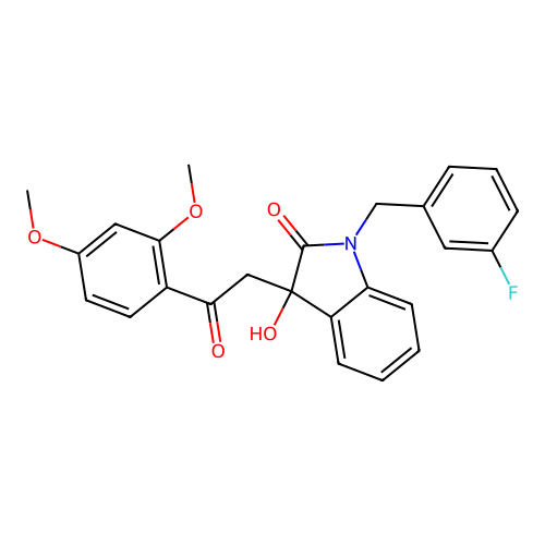 3-(2-(2,4-dimethoxyphenyl)-2-oxoethyl)-1-(3-fluorobenzyl)-3-hydroxyindolin-2-one structure