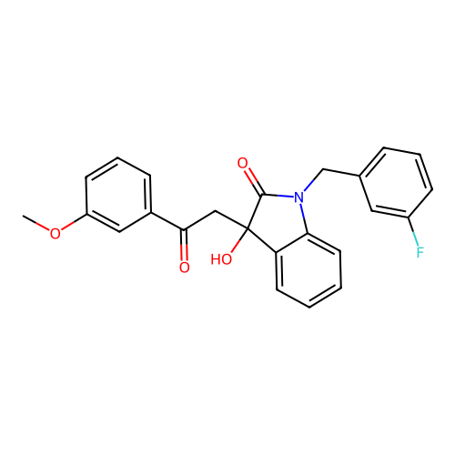 1-(3-fluorobenzyl)-3-hydroxy-3-[2-(3-methoxyphenyl)-2-oxoethyl]-1,3-dihydro-2H-indol-2-one structure