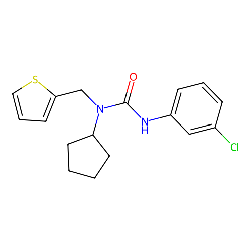 3-(3-Chlorophenyl)-1-cyclopentyl-1-(thiophen-2-ylmethyl)urea structure