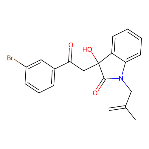 3-[2-(3-bromophenyl)-2-oxoethyl]-3-hydroxy-1-(2-methylprop-2-en-1-yl)-1,3-dihydro-2H-indol-2-one structure