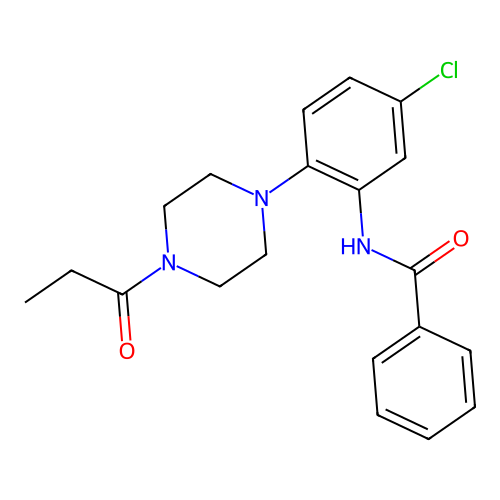 N-[5-chloro-2-(4-propanoylpiperazin-1-yl)phenyl]benzamide structure