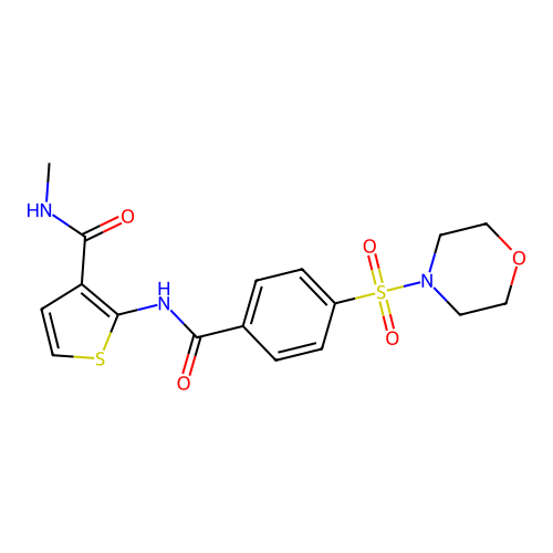N-methyl-2-(4-(morpholinosulfonyl)benzamido)thiophene-3-carboxamide structure