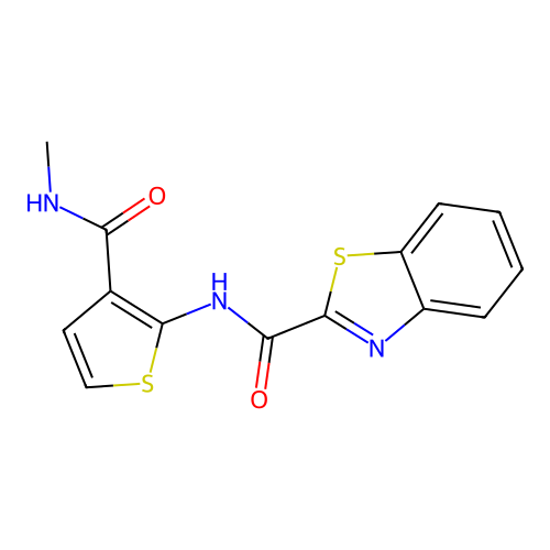 N-[3-(methylcarbamoyl)thiophen-2-yl]-1,3-benzothiazole-2-carboxamide structure