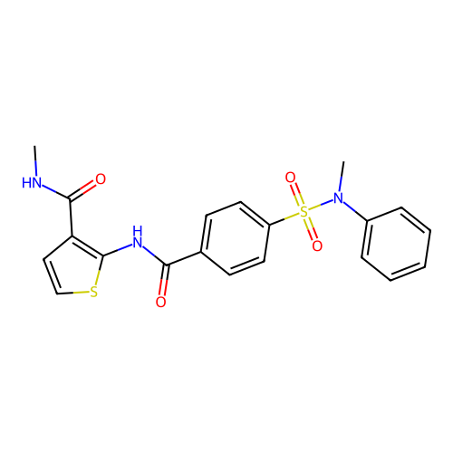 N-methyl-2-[[4-[methyl(phenyl)sulfamoyl]benzoyl]amino]thiophene-3-carboxamide structure