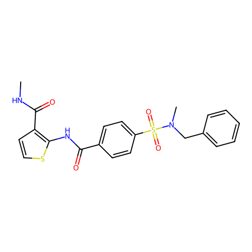 2-(4-(N-benzyl-N-methylsulfamoyl)benzamido)-N-methylthiophene-3-carboxamide structure