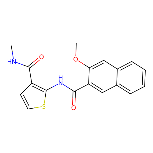 2-[(3-methoxynaphthalene-2-carbonyl)amino]-N-methylthiophene-3-carboxamide structure