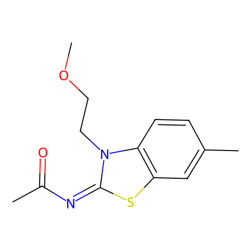 (Z)-N-(3-(2-methoxyethyl)-6-methylbenzo[d]thiazol-2(3H)-ylidene)acetamide structure