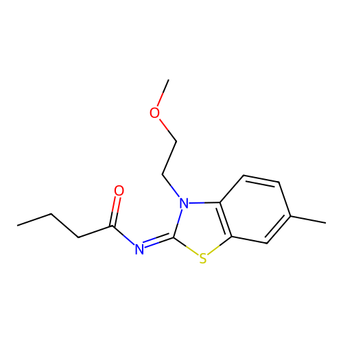 (Z)-N-(3-(2-methoxyethyl)-6-methylbenzo[d]thiazol-2(3H)-ylidene)butyramide structure