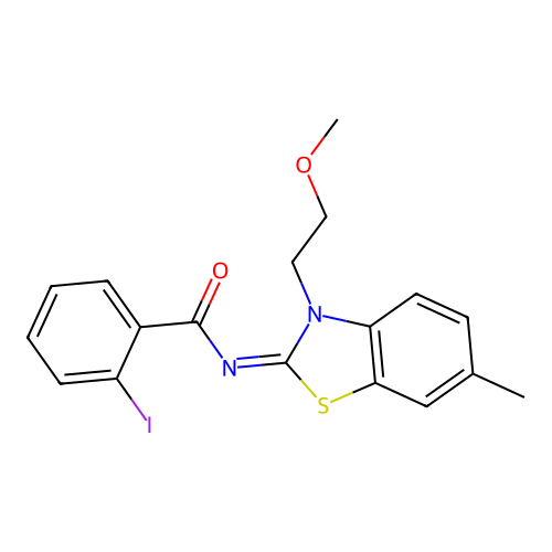 (Z)-2-iodo-N-(3-(2-methoxyethyl)-6-methylbenzo[d]thiazol-2(3H)-ylidene)benzamide structure