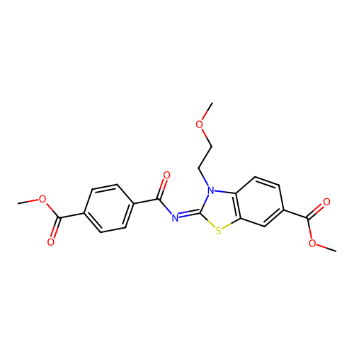 (Z)-methyl 2-((4-(methoxycarbonyl)benzoyl)imino)-3-(2-methoxyethyl)-2,3-dihydrobenzo[d]thiazole-6-carboxylate structure