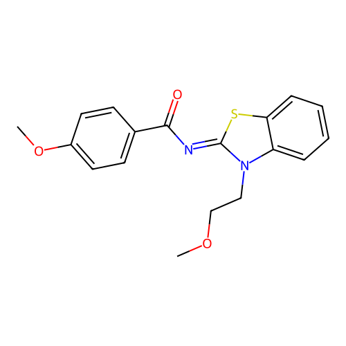 4-methoxy-N-[3-(2-methoxyethyl)-1,3-benzothiazol-2-ylidene]benzamide structure