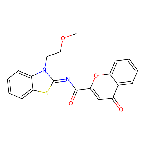 N-[3-(2-methoxyethyl)-1,3-benzothiazol-2-ylidene]-4-oxochromene-2-carboxamide structure