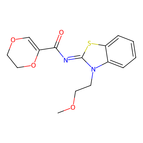 (Z)-N-(3-(2-methoxyethyl)benzo[d]thiazol-2(3H)-ylidene)-5,6-dihydro-1,4-dioxine-2-carboxamide structure