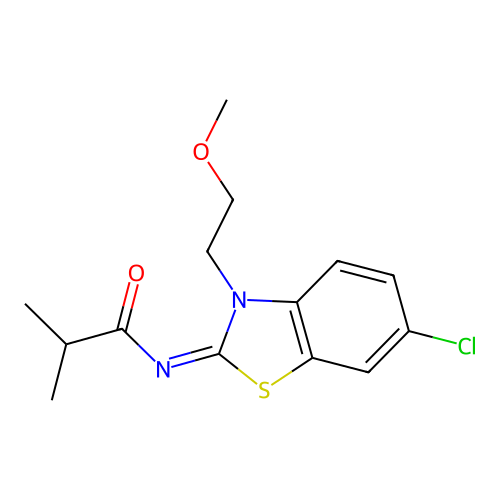 (Z)-N-(6-chloro-3-(2-methoxyethyl)benzo[d]thiazol-2(3H)-ylidene)isobutyramide structure
