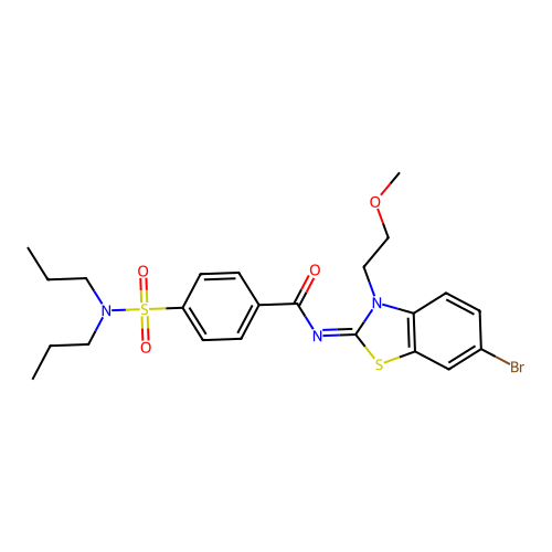 (Z)-N-(6-bromo-3-(2-methoxyethyl)benzo[d]thiazol-2(3H)-ylidene)-4-(N,N-dipropylsulfamoyl)benzamide structure